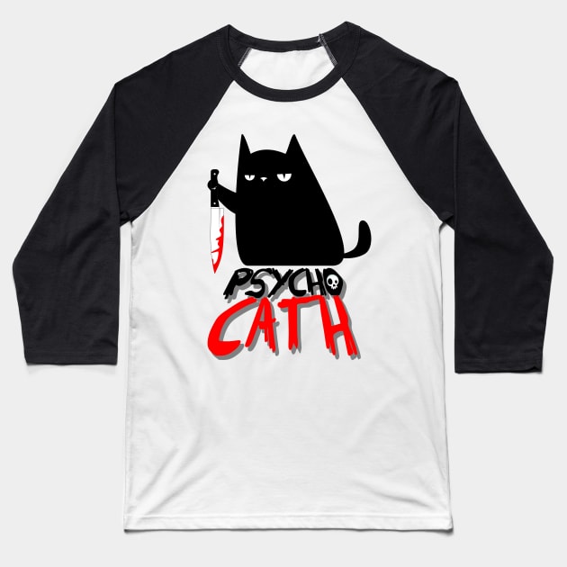 psycho killer cat with knife - new funny halloween cat lover shirt Baseball T-Shirt by enigmatyc